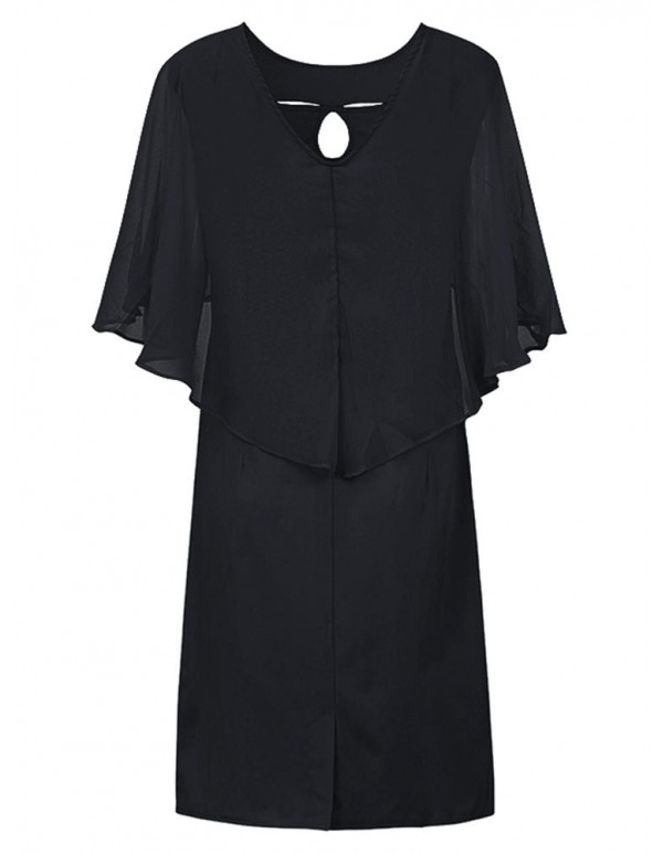 Casual Women Sleeveless V-Neck Chiffon Pure Color Dresses